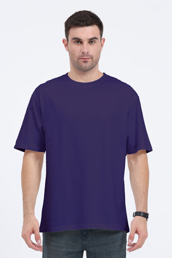 Oversized Classic T-Shirt | Premium Cotton Comfort (Coral, Royal Blue, Olive Green, Purple S) - Image 3